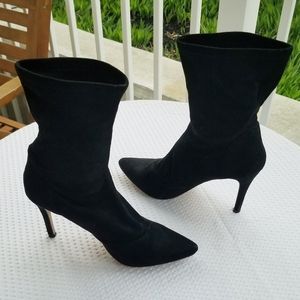 Black Faux Suede Sock Boots